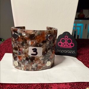 Paparazzi Multicolor Marbled Resin Cuff Bracelet - Brown, Cream, Black